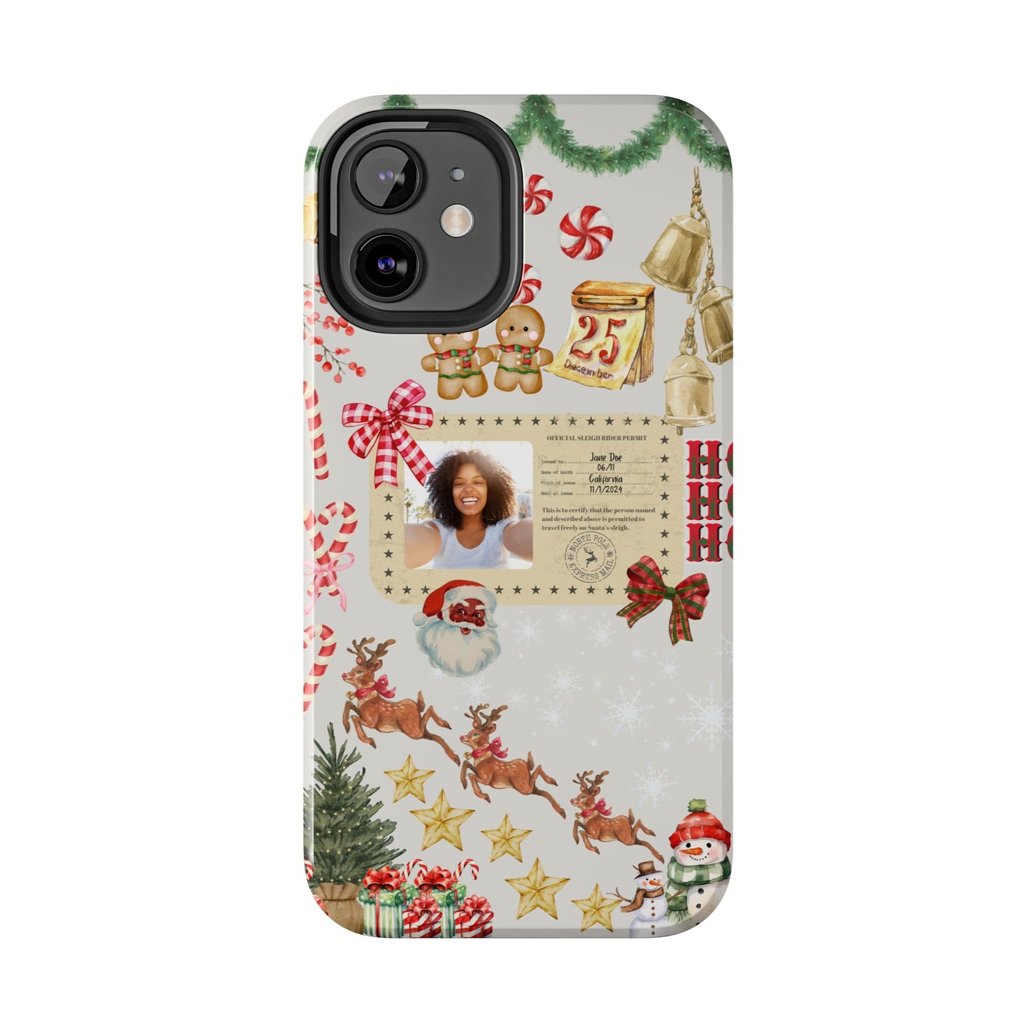 Personalized Black Santa Sleigh Rider Phone Case