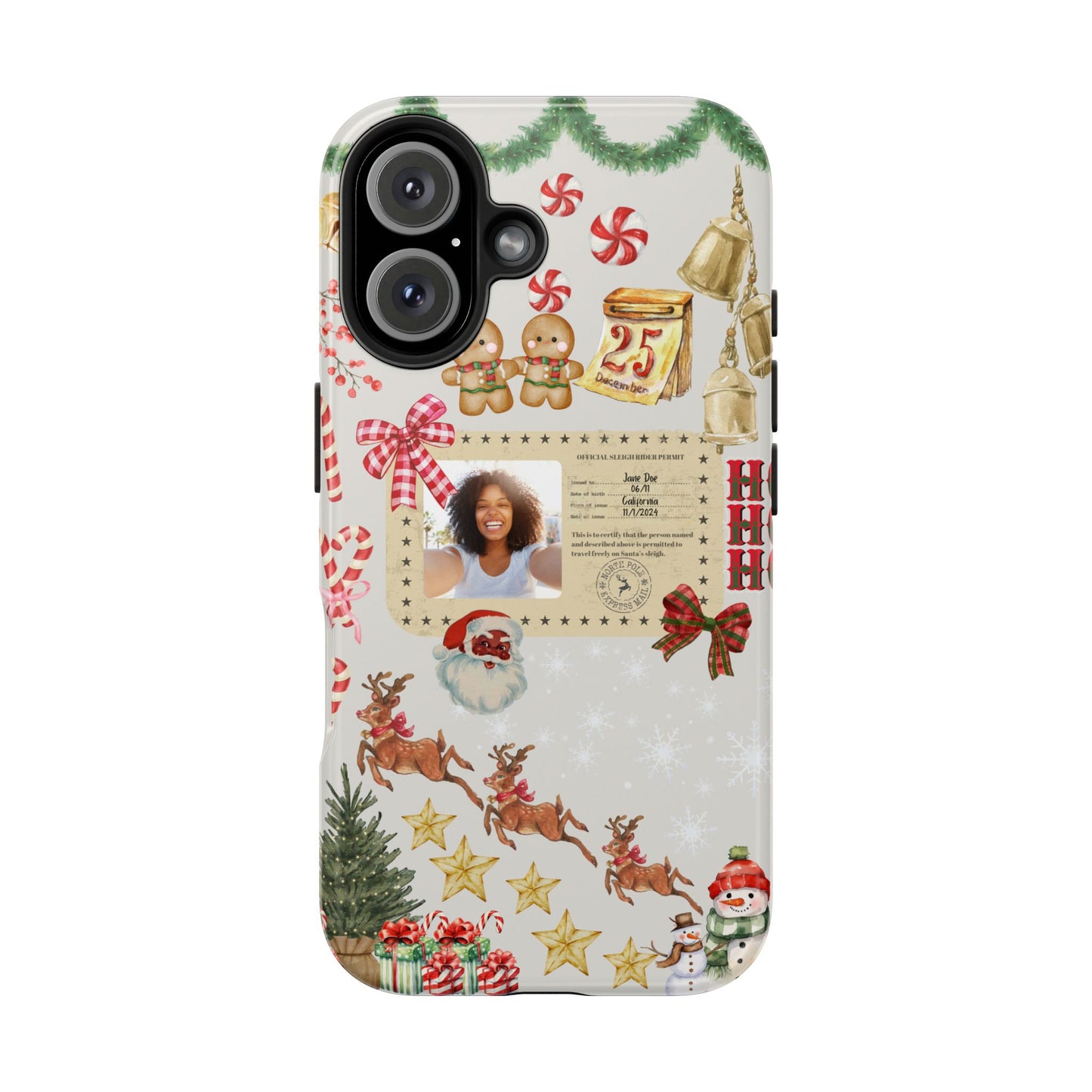 Personalized Black Santa Sleigh Rider Phone Case