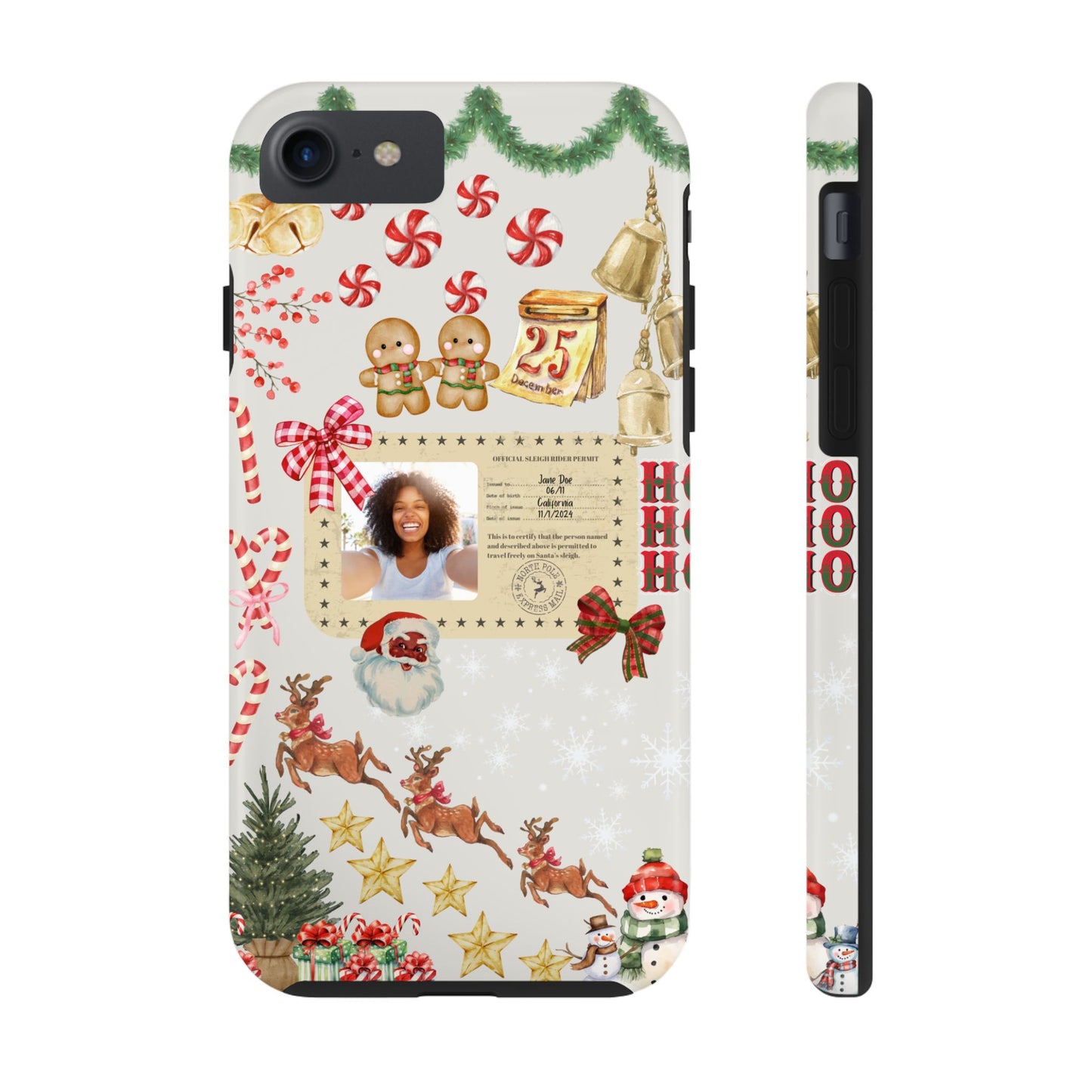 Personalized Black Santa Sleigh Rider Phone Case