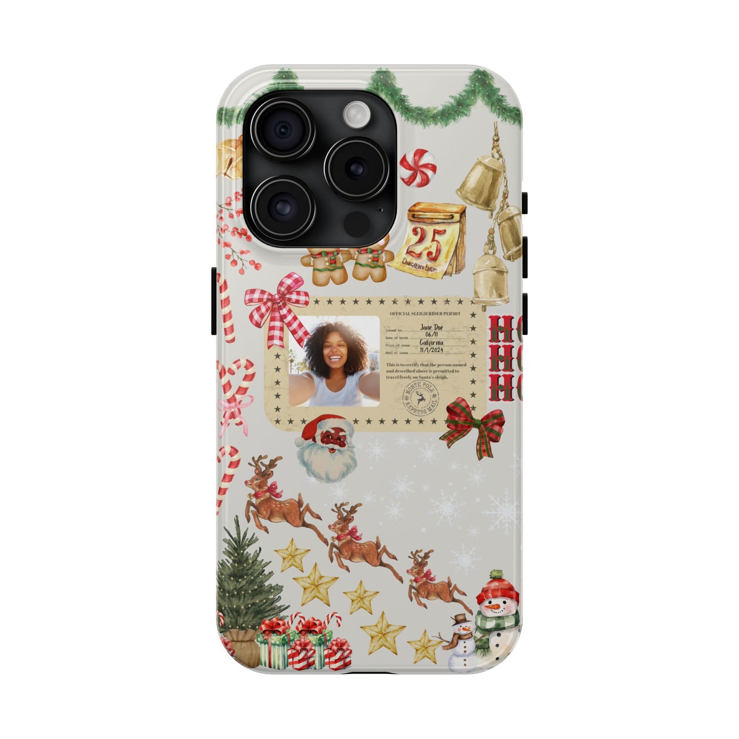 Personalized Black Santa Sleigh Rider Phone Case