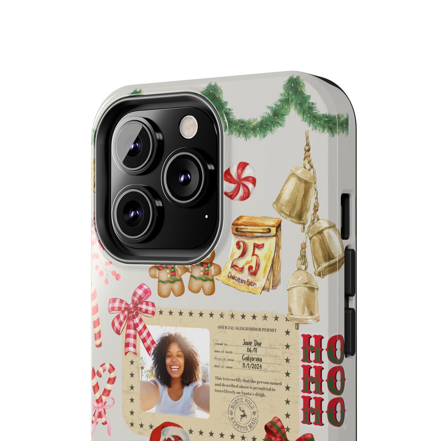 Personalized Black Santa Sleigh Rider Phone Case