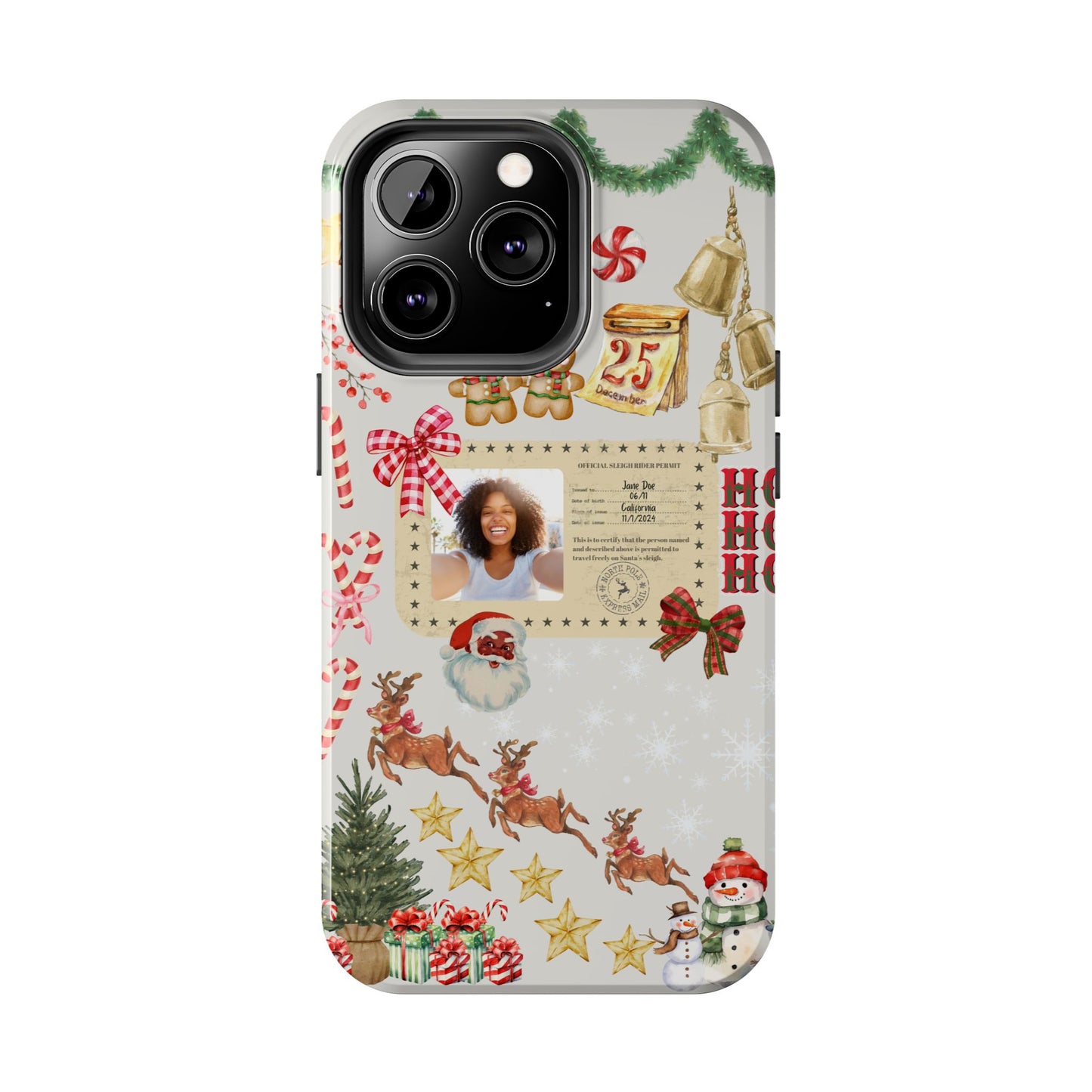 Personalized Black Santa Sleigh Rider Phone Case