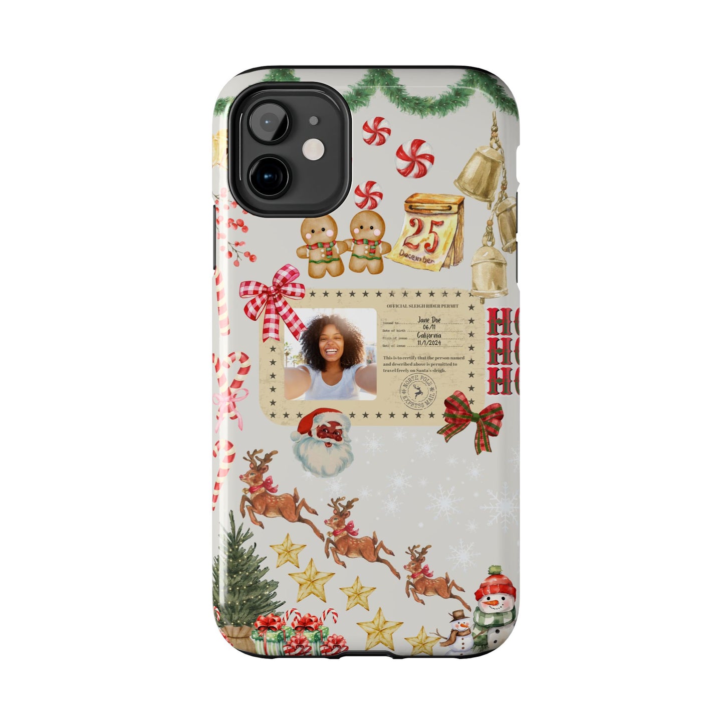 Personalized Black Santa Sleigh Rider Phone Case