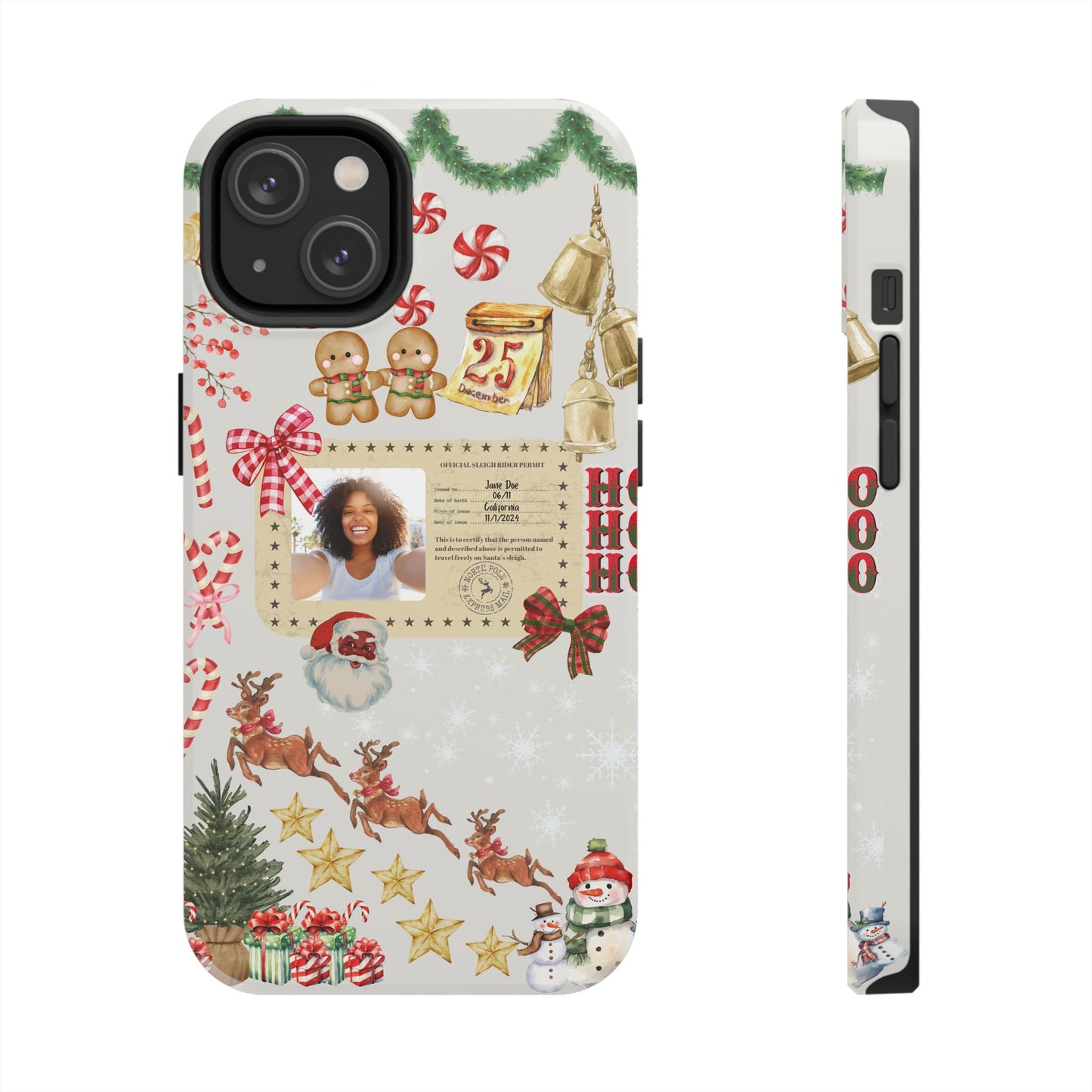 Personalized Black Santa Sleigh Rider Phone Case