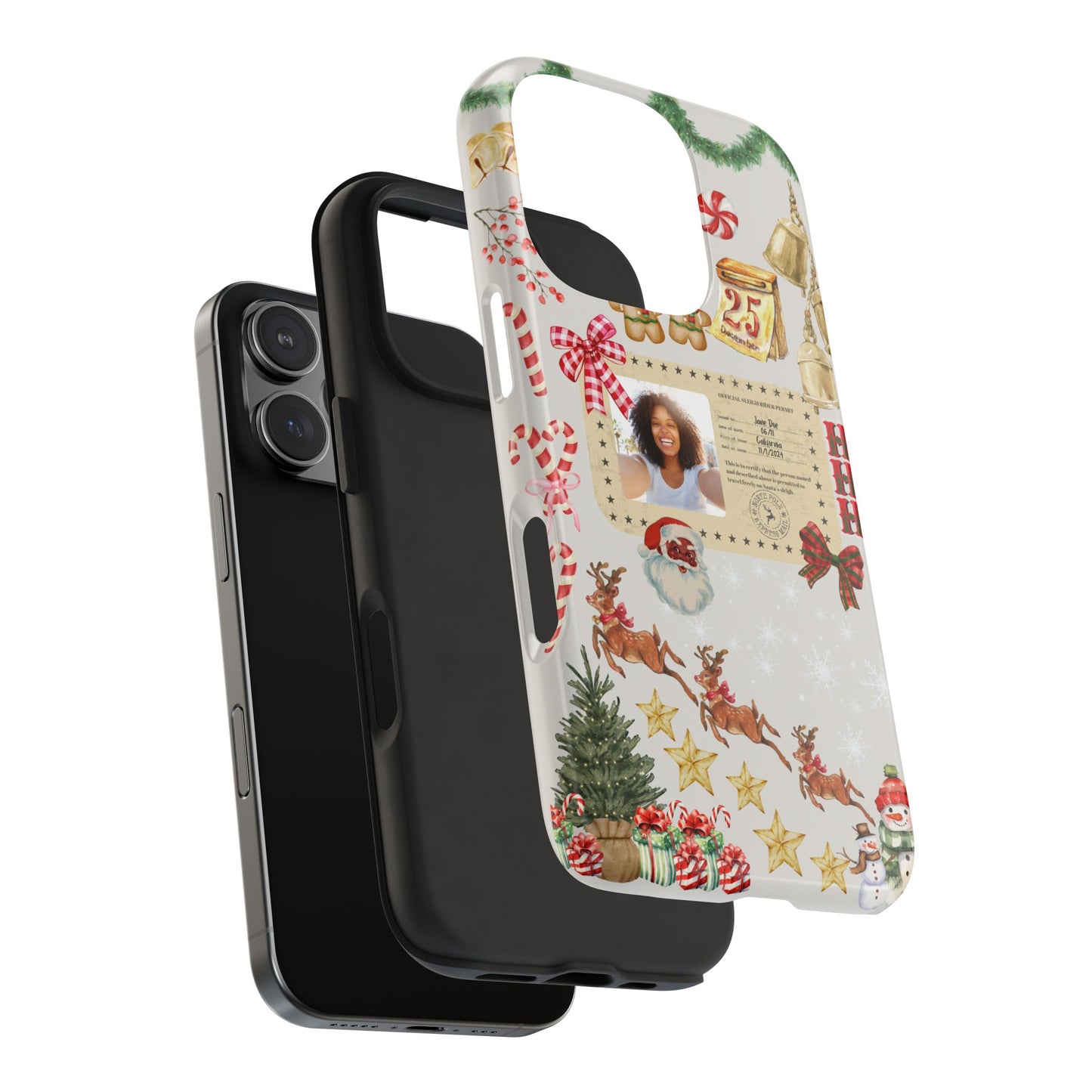 Personalized Black Santa Sleigh Rider Phone Case