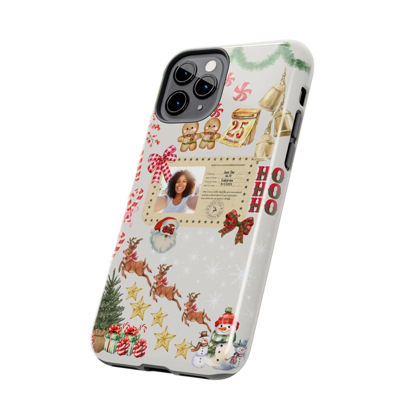 Personalized Black Santa Sleigh Rider Phone Case