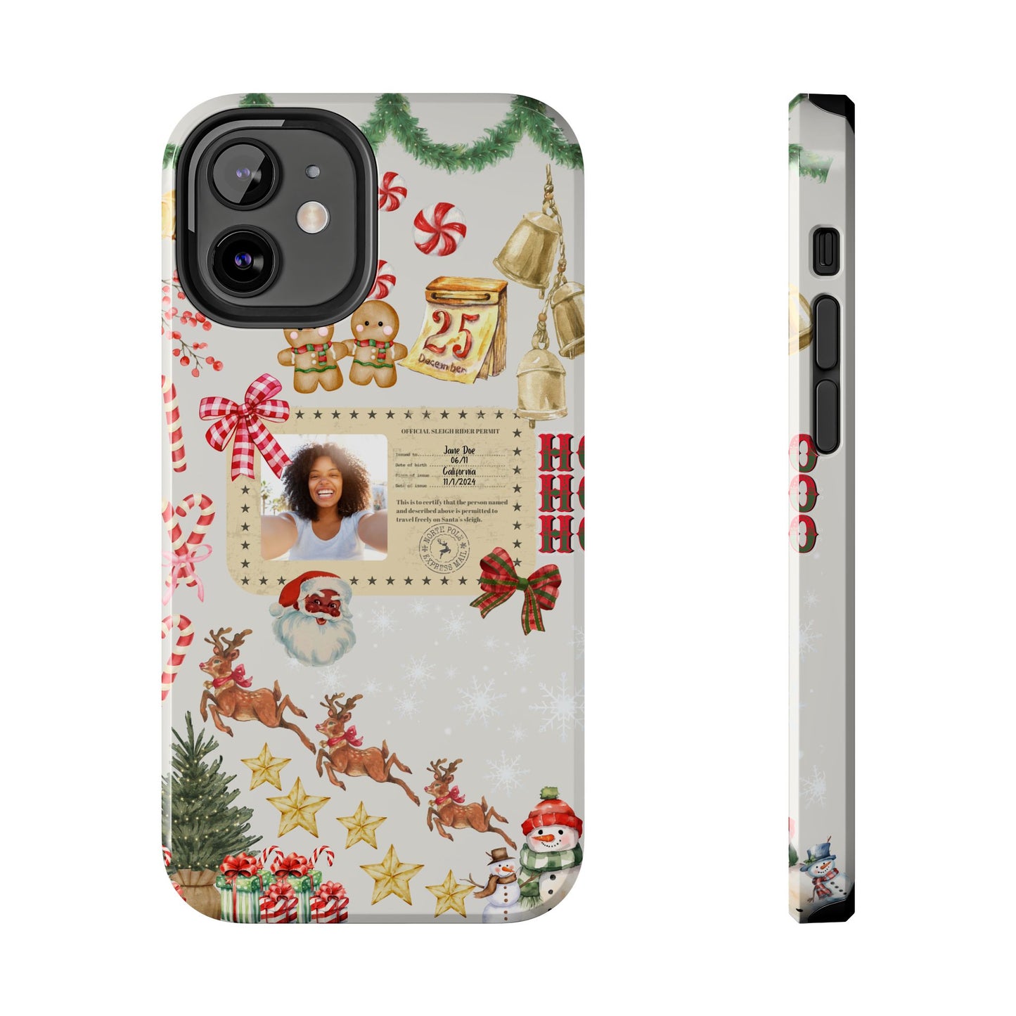 Personalized Black Santa Sleigh Rider Phone Case