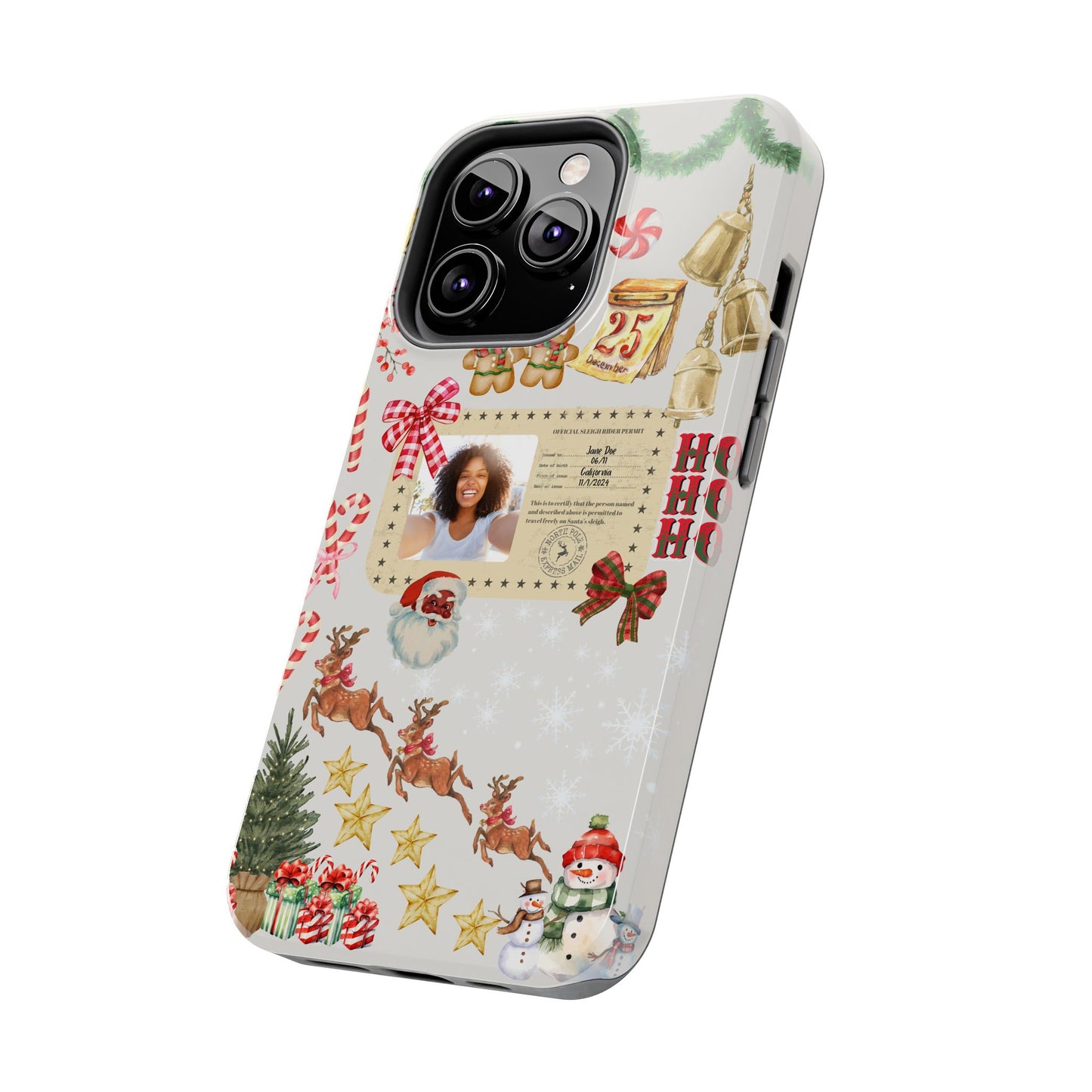 Personalized Black Santa Sleigh Rider Phone Case