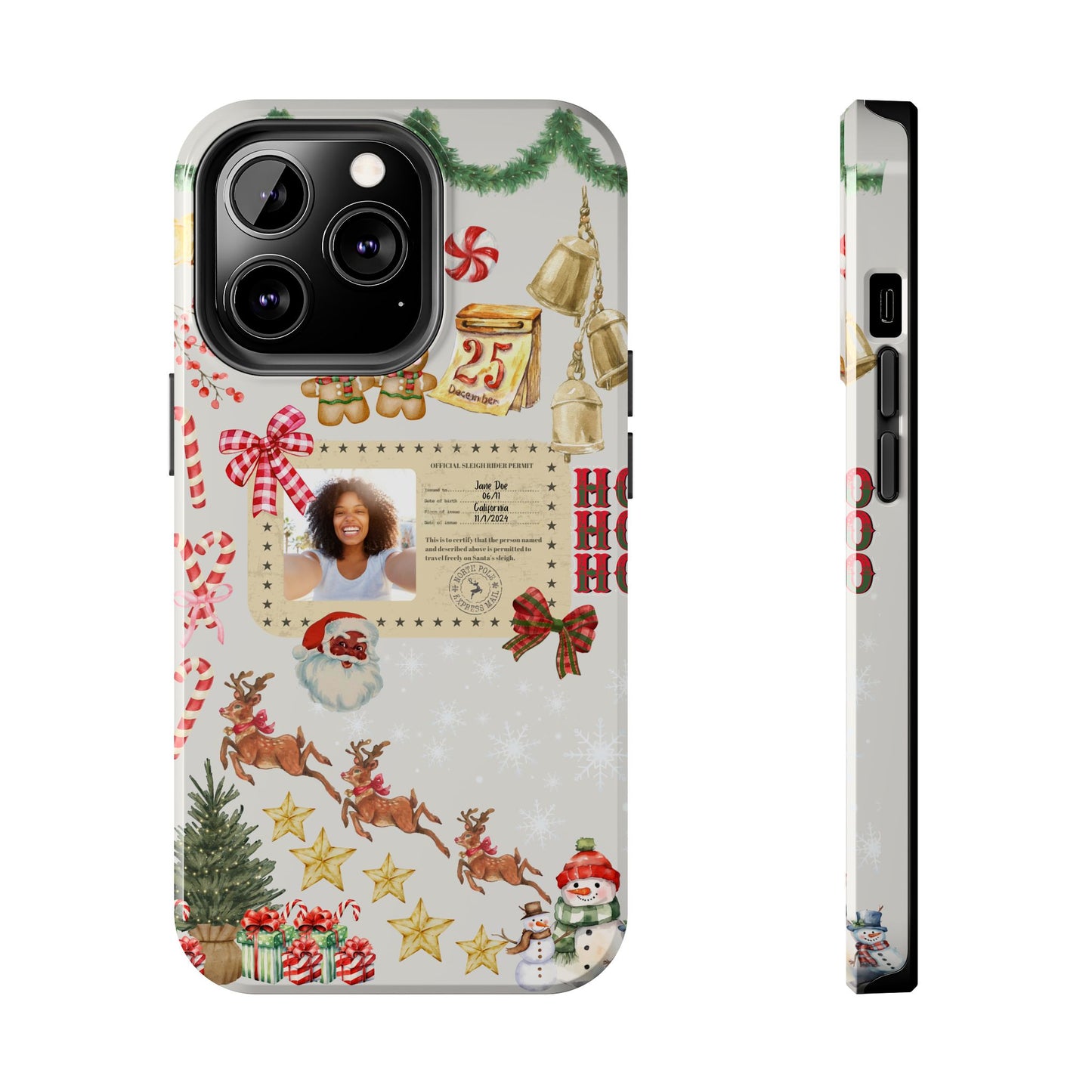 Personalized Black Santa Sleigh Rider Phone Case