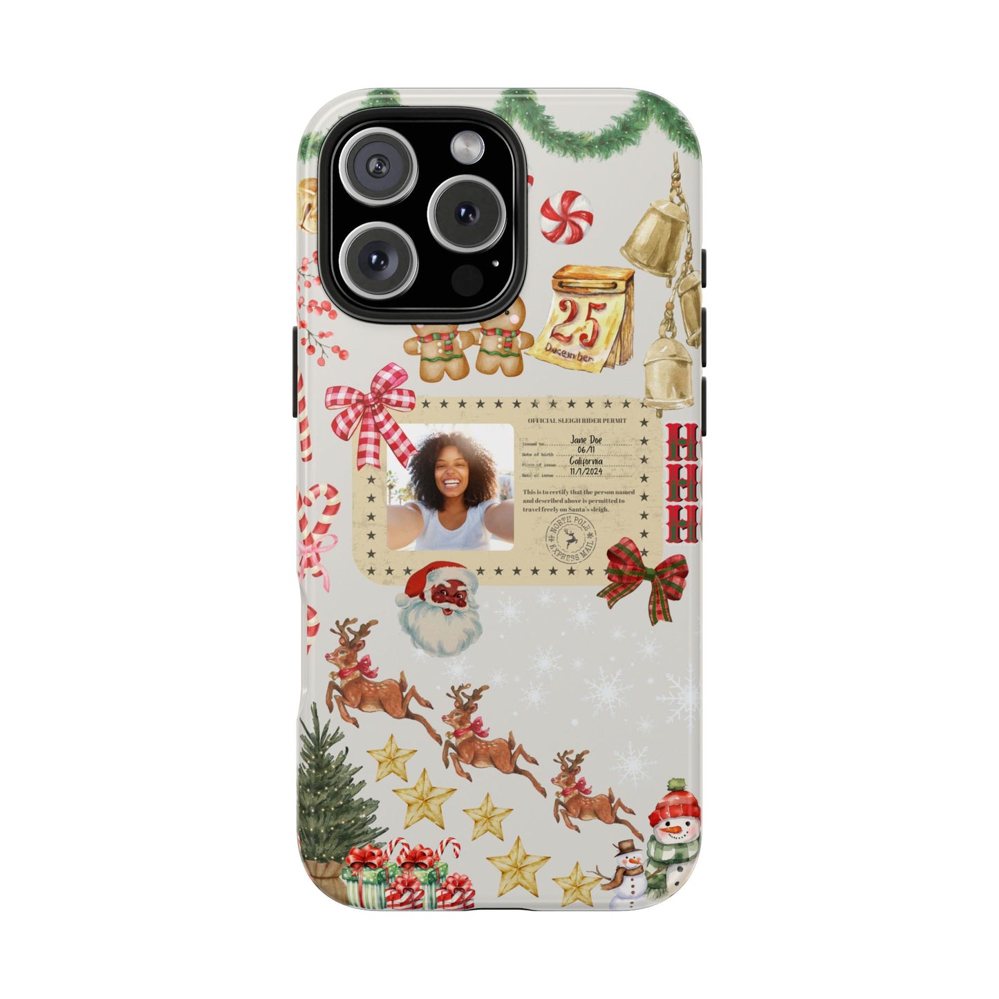 Personalized Black Santa Sleigh Rider Phone Case