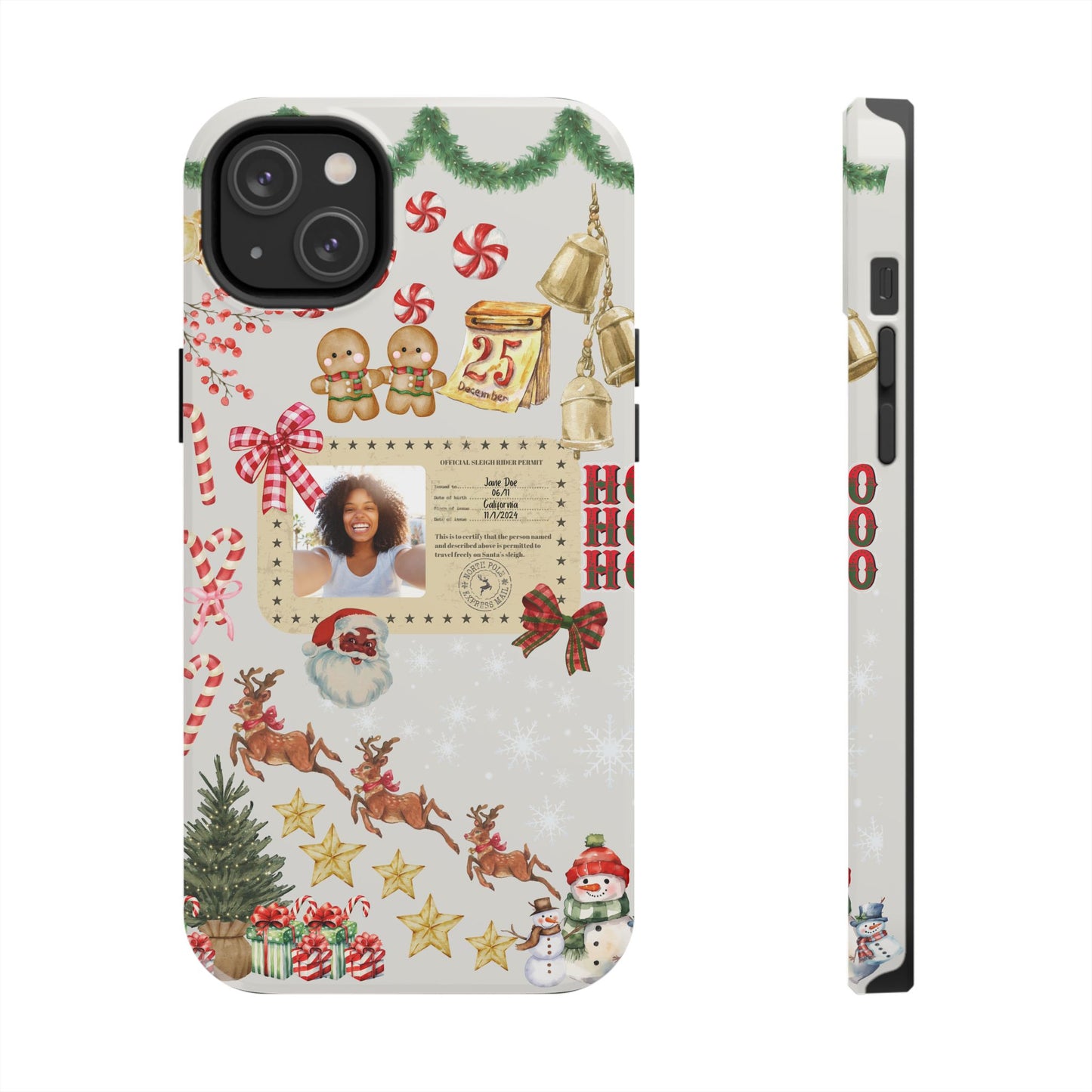 Personalized Black Santa Sleigh Rider Phone Case