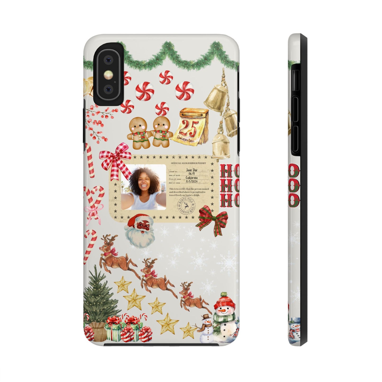 Personalized Black Santa Sleigh Rider Phone Case