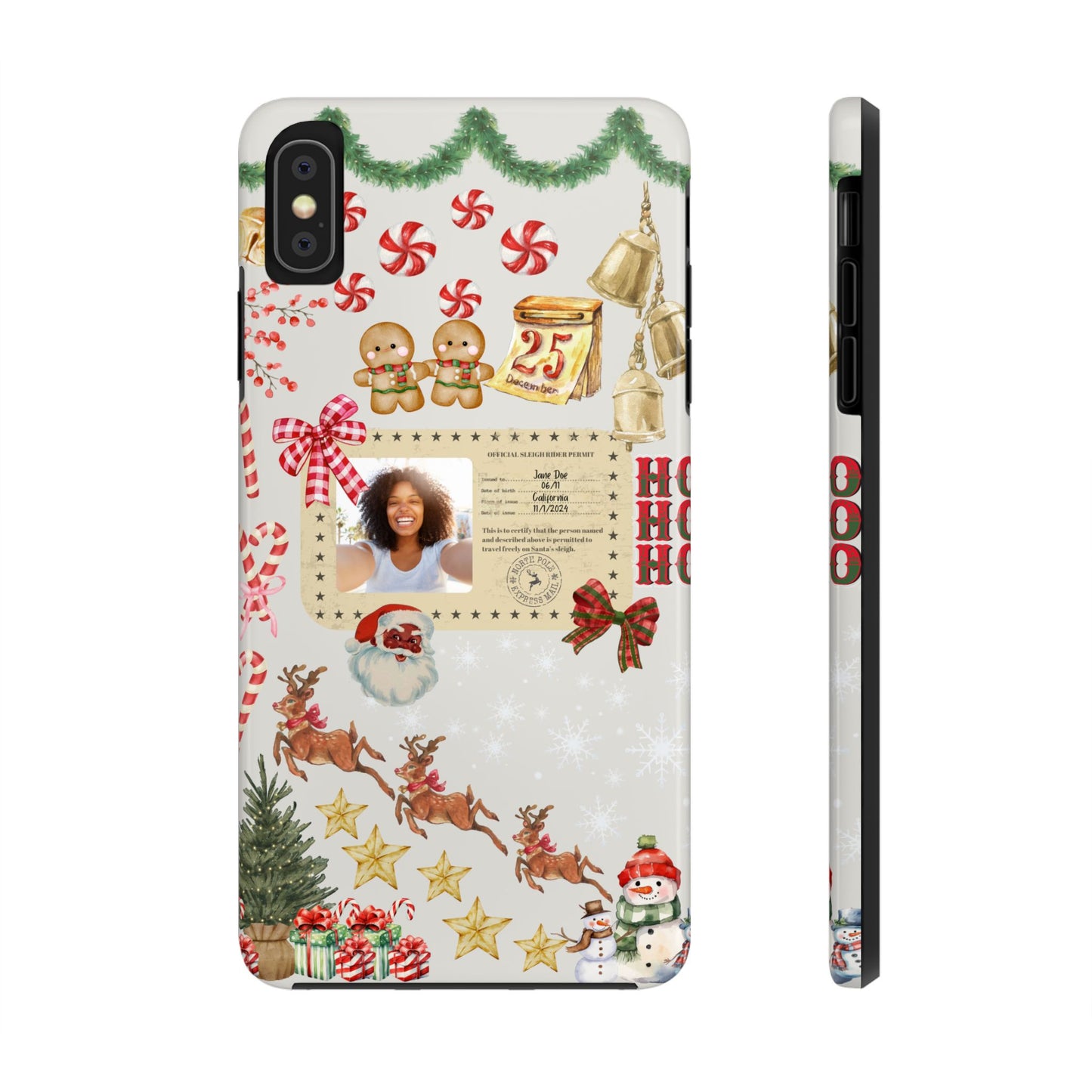 Personalized Black Santa Sleigh Rider Phone Case