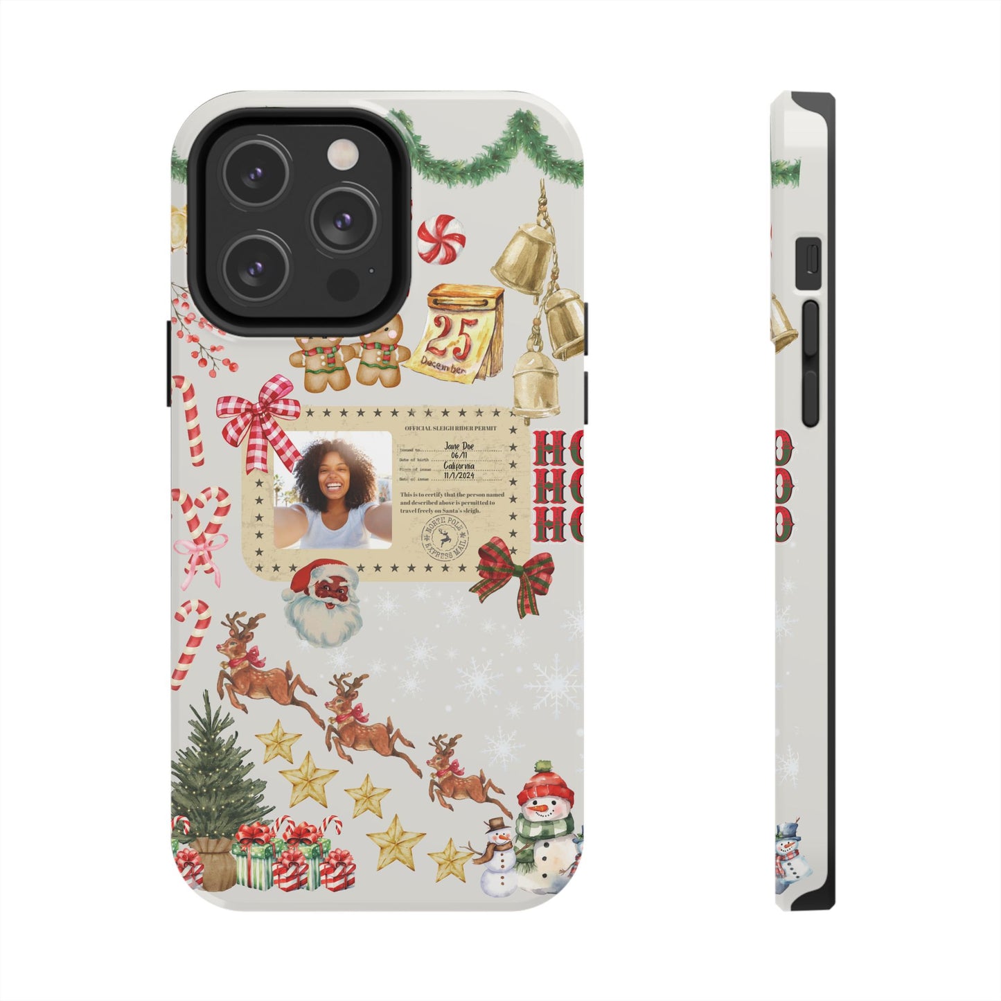 Personalized Black Santa Sleigh Rider Phone Case