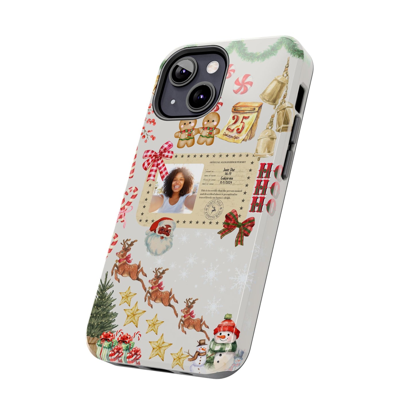 Personalized Black Santa Sleigh Rider Phone Case