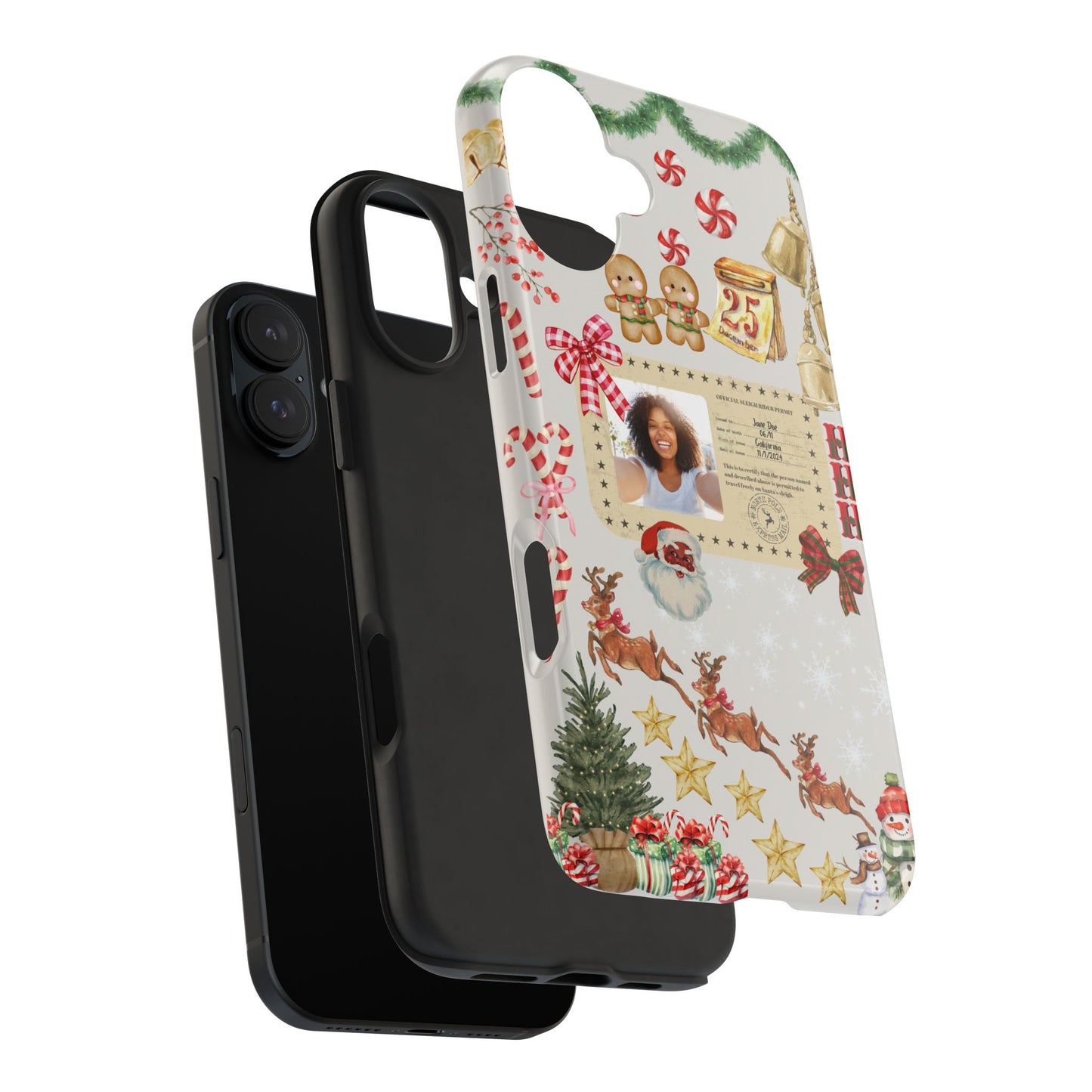 Personalized Black Santa Sleigh Rider Phone Case