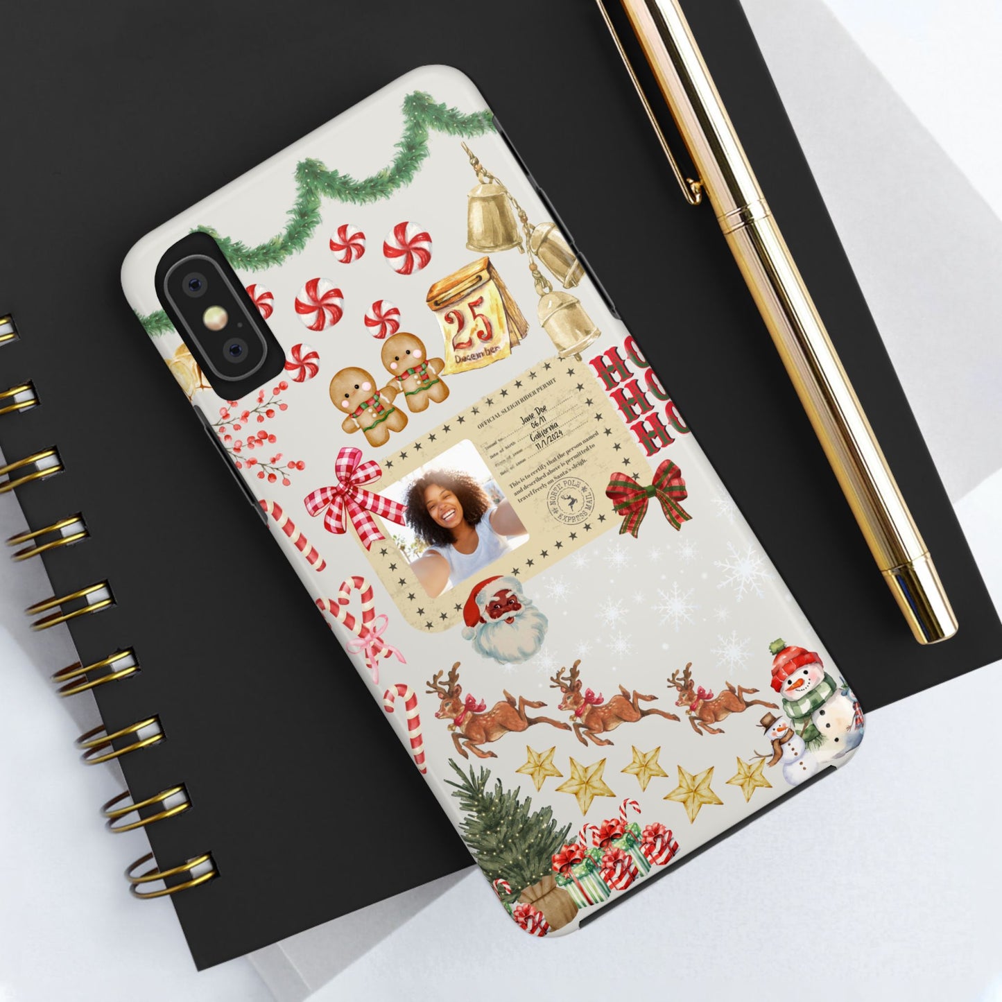 Personalized Black Santa Sleigh Rider Phone Case