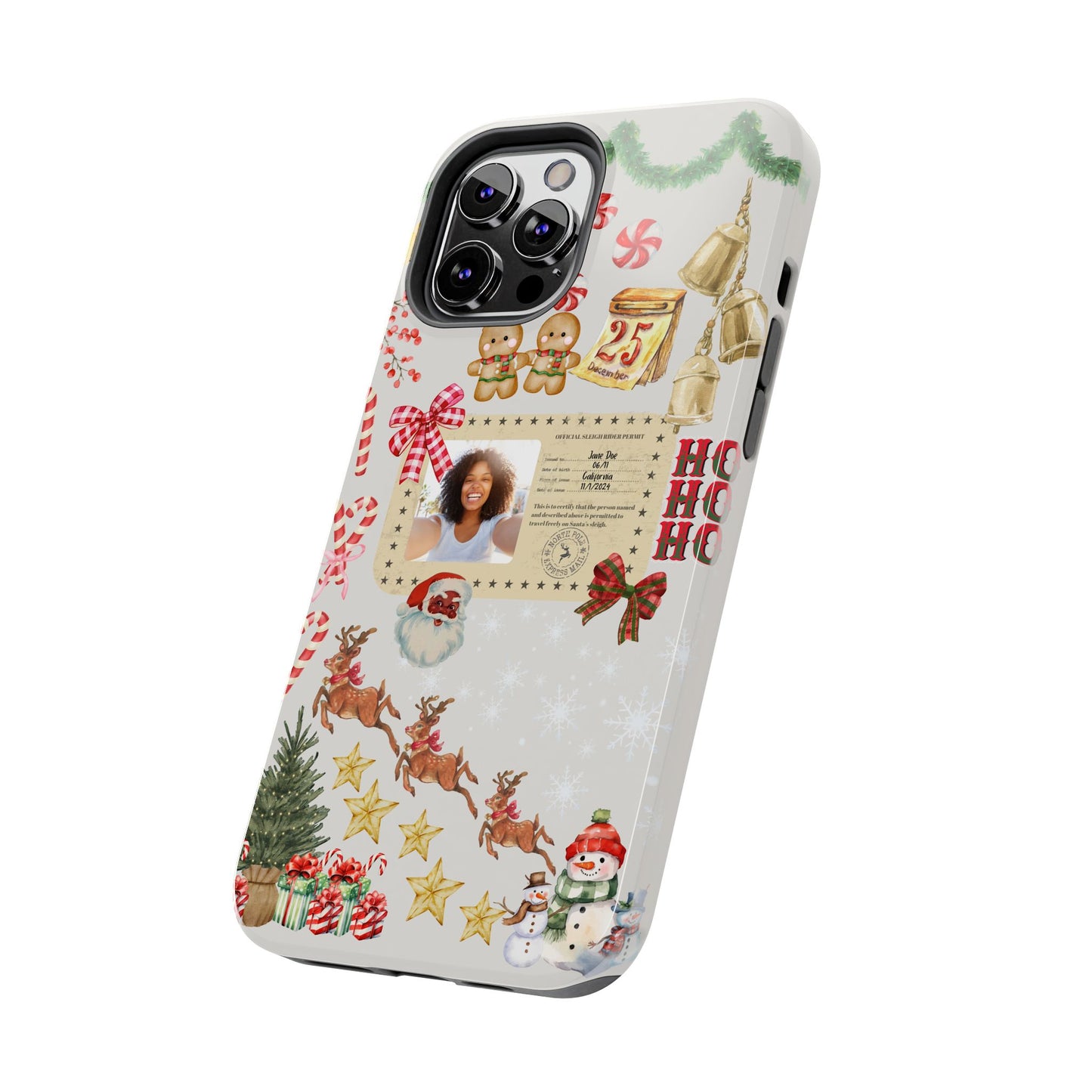 Personalized Black Santa Sleigh Rider Phone Case