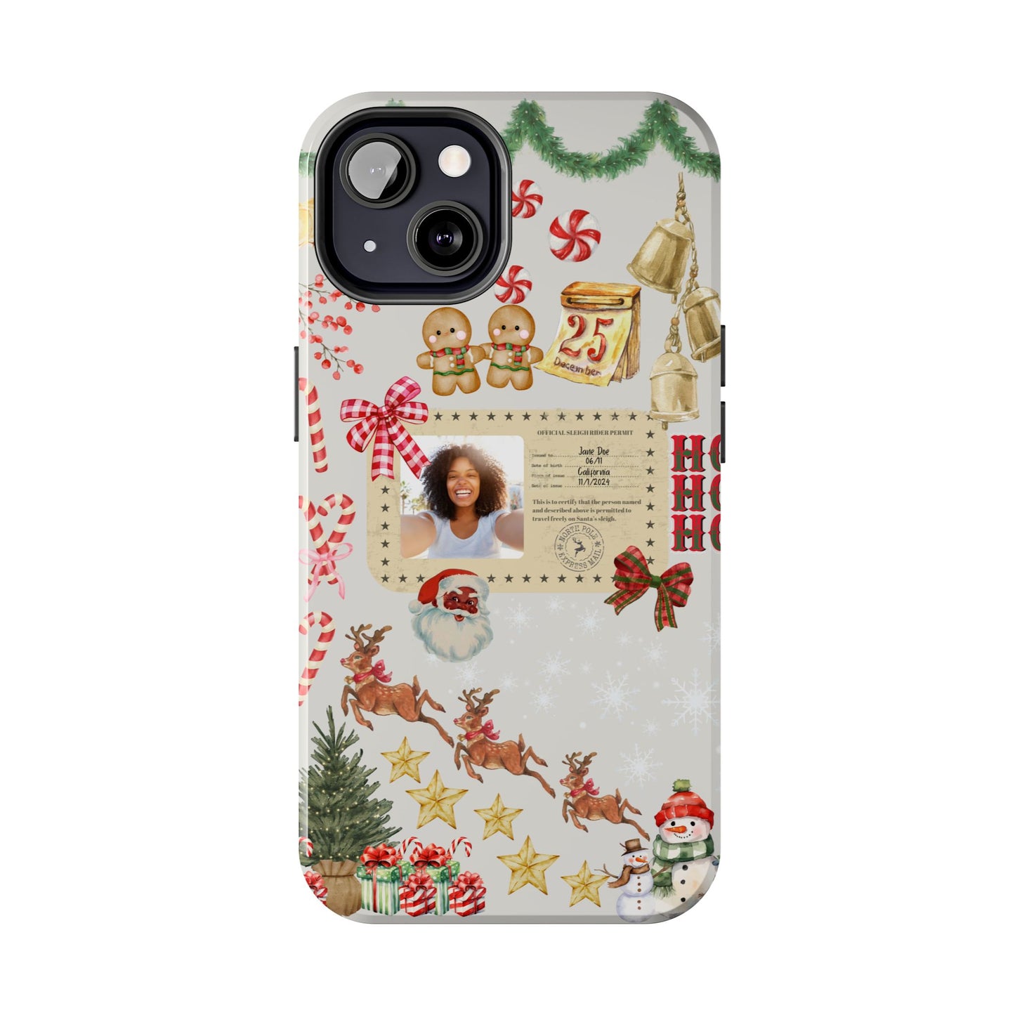 Personalized Black Santa Sleigh Rider Phone Case