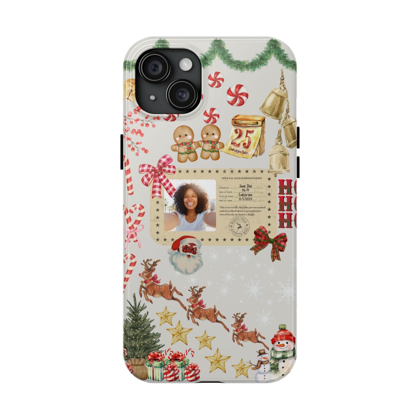 Personalized Black Santa Sleigh Rider Phone Case