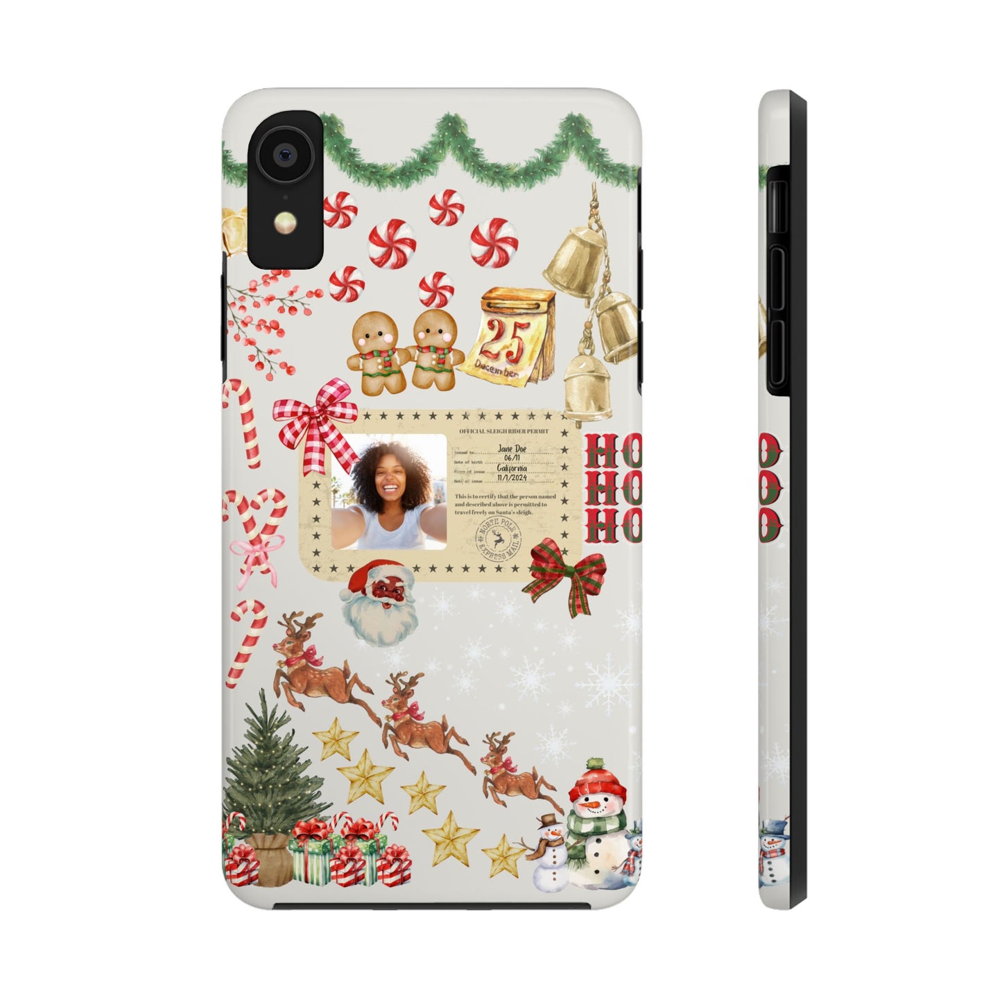 Personalized Black Santa Sleigh Rider Phone Case