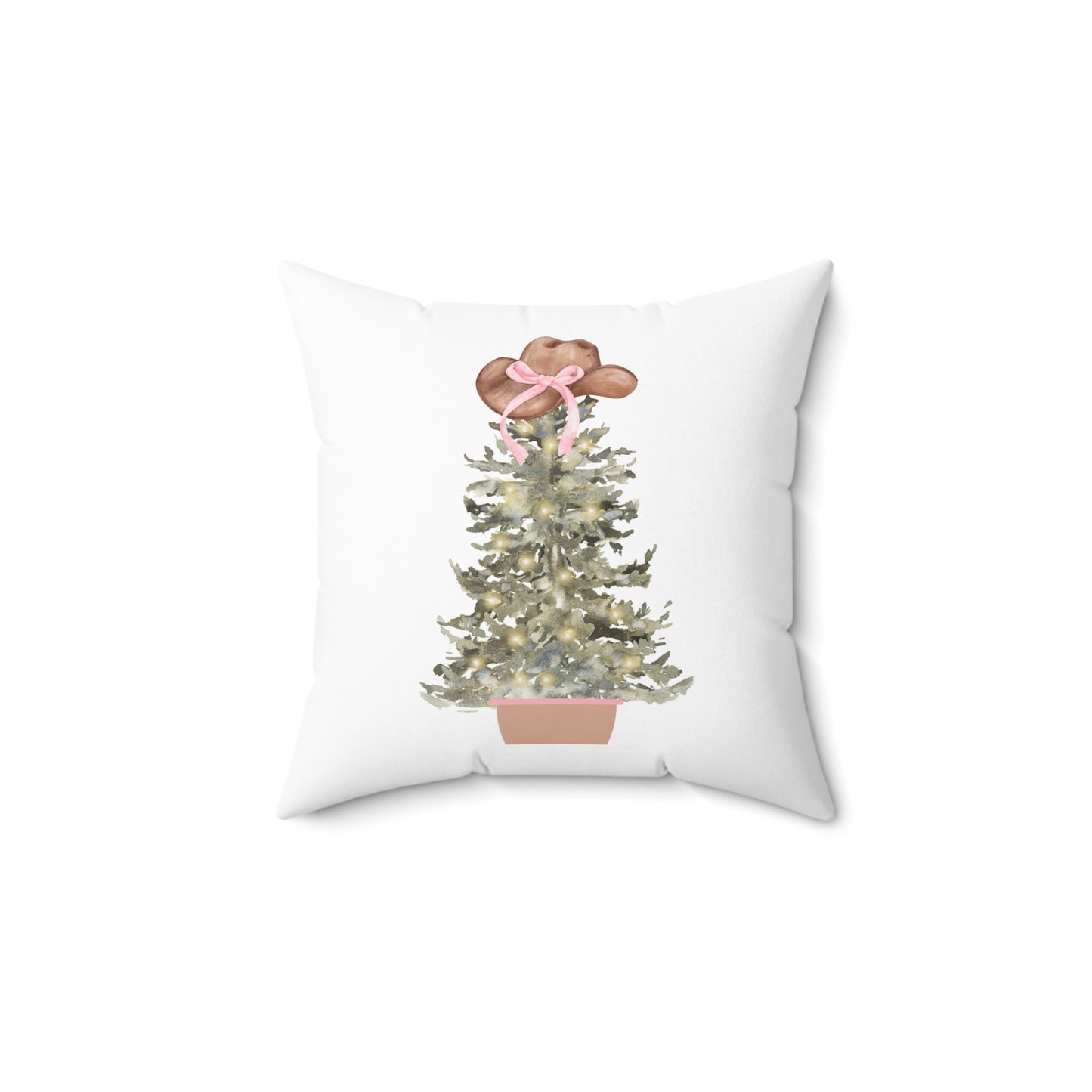 Cowgirl Christmas Tree Square Pillow