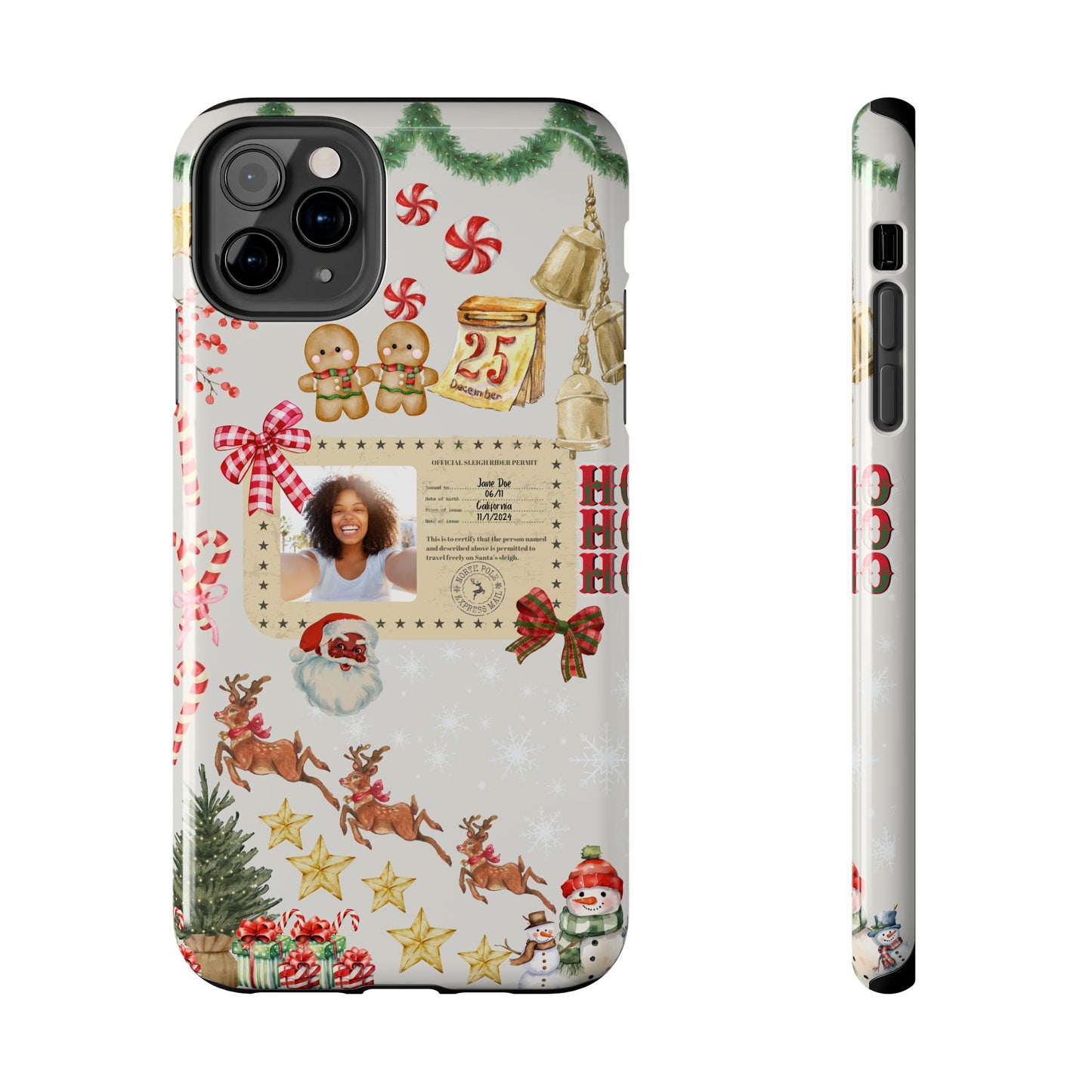 Personalized Black Santa Sleigh Rider Phone Case