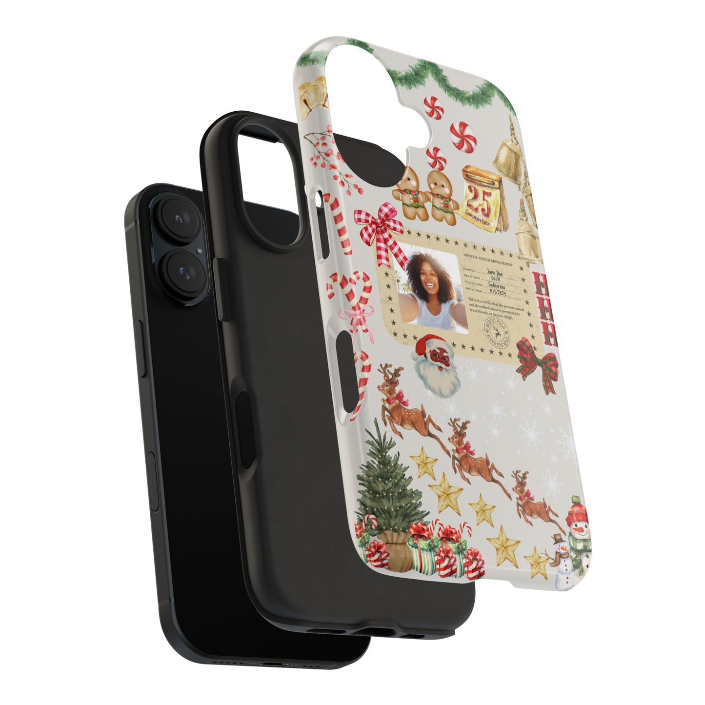 Personalized Black Santa Sleigh Rider Phone Case