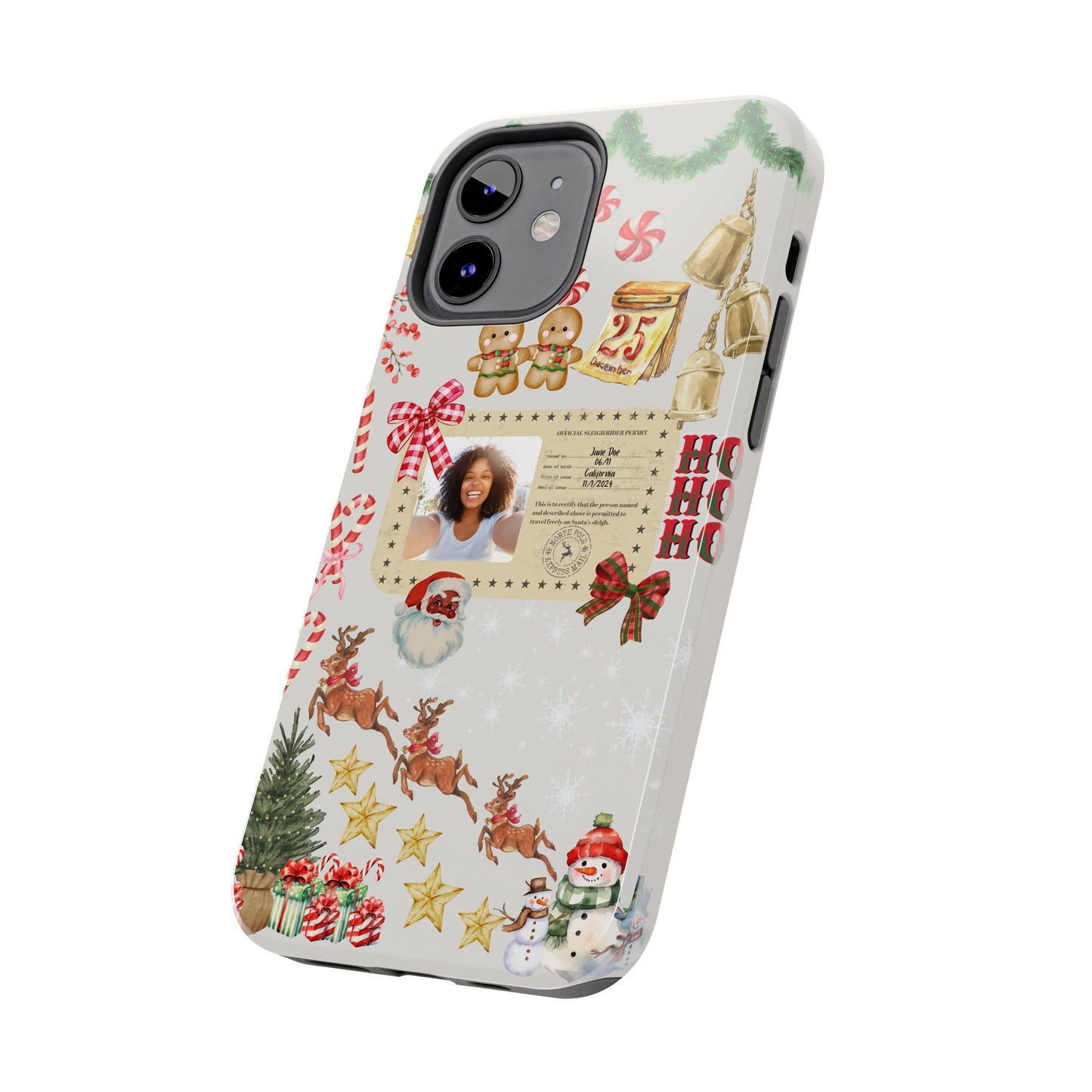 Personalized Black Santa Sleigh Rider Phone Case