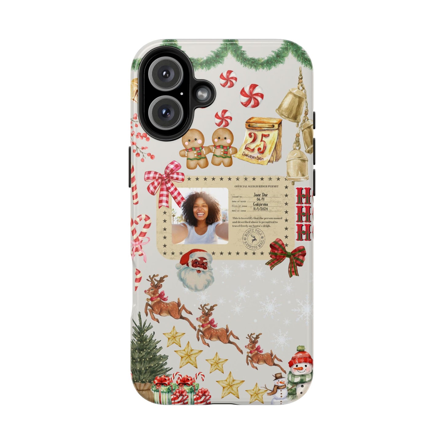 Personalized Black Santa Sleigh Rider Phone Case