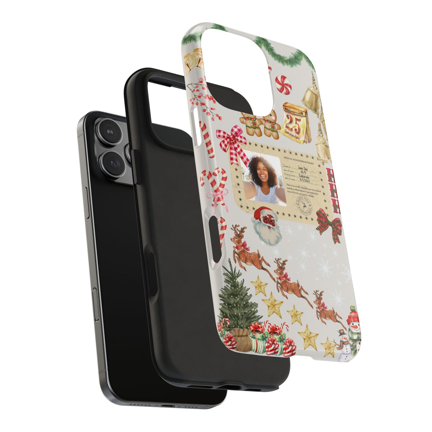 Personalized Black Santa Sleigh Rider Phone Case