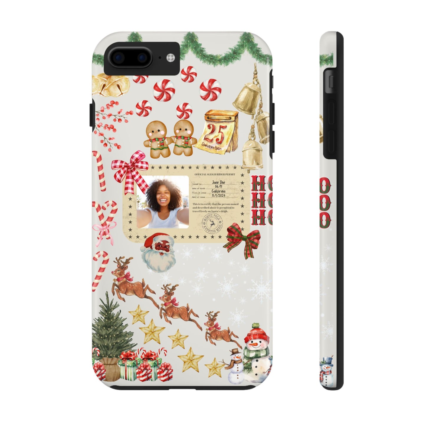 Personalized Black Santa Sleigh Rider Phone Case