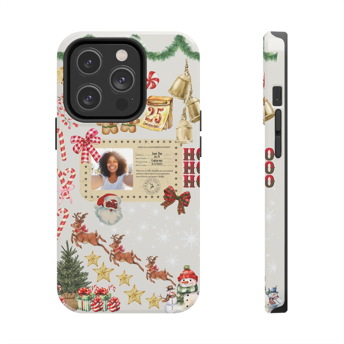 Personalized Black Santa Sleigh Rider Phone Case