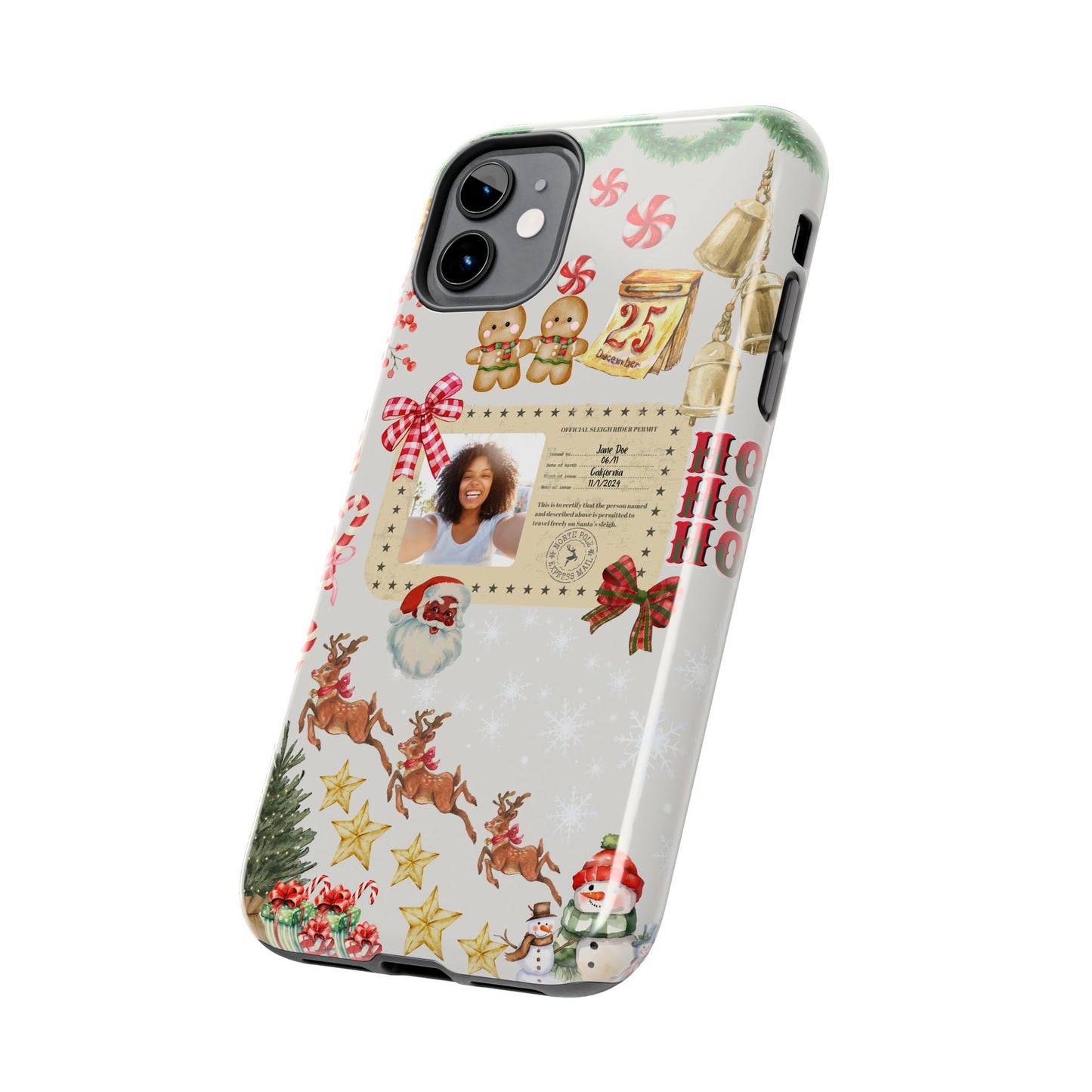 Personalized Black Santa Sleigh Rider Phone Case