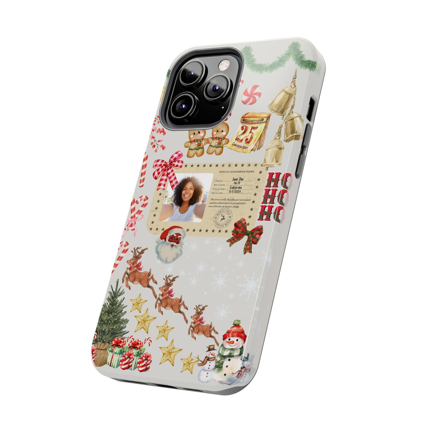 Personalized Black Santa Sleigh Rider Phone Case