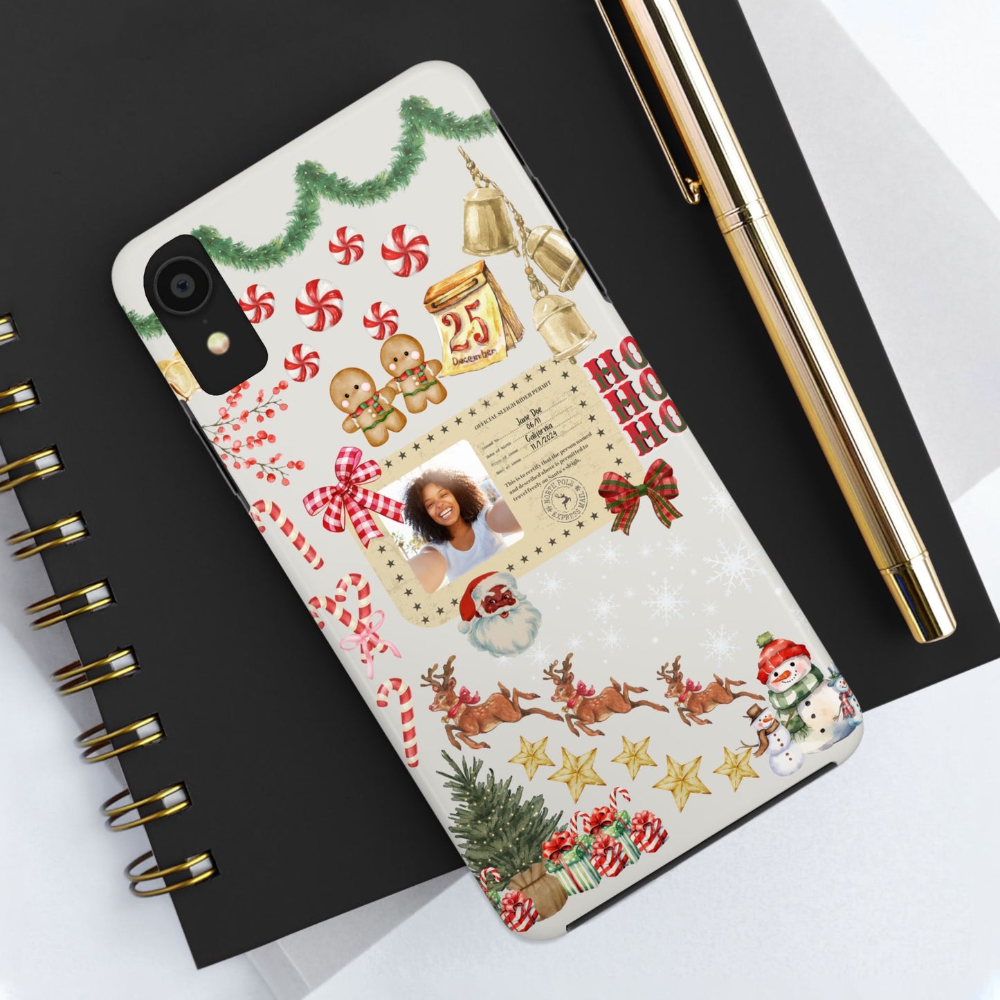 Personalized Black Santa Sleigh Rider Phone Case