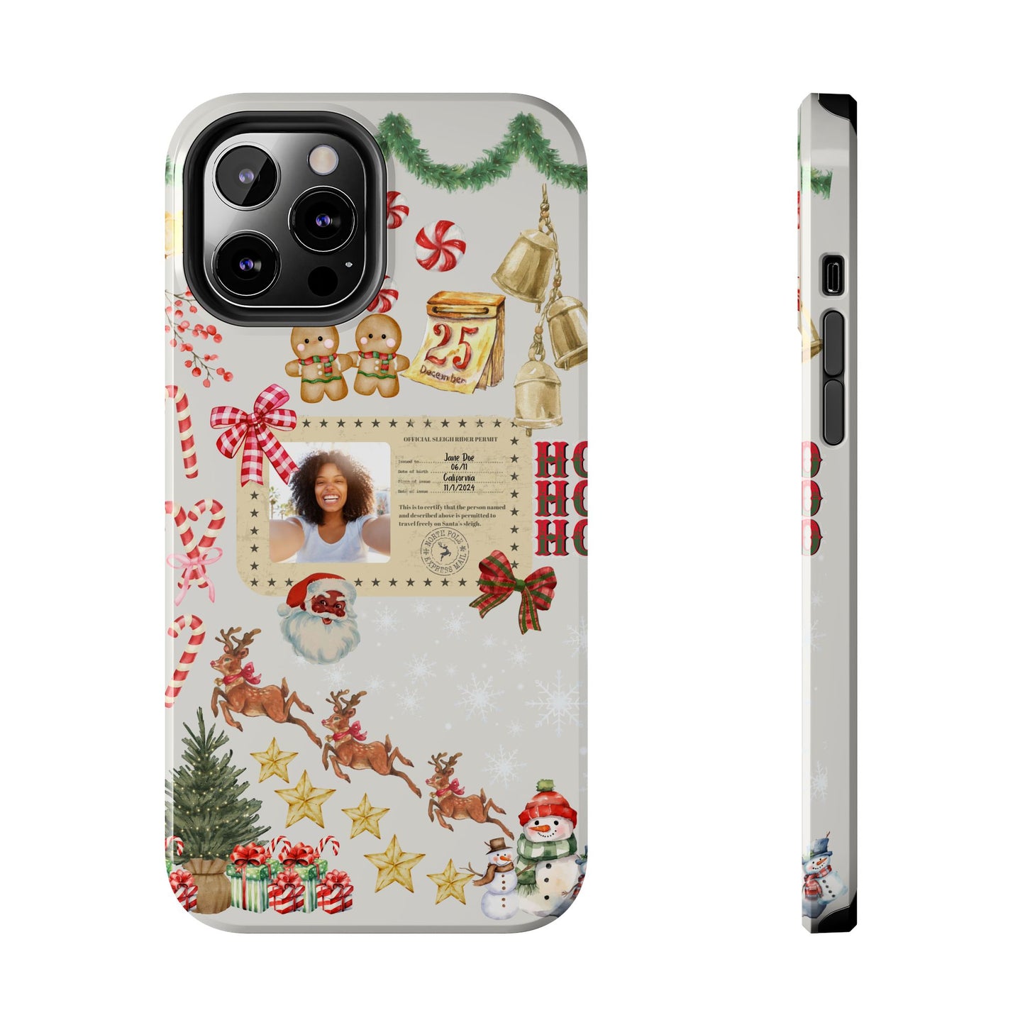 Personalized Black Santa Sleigh Rider Phone Case