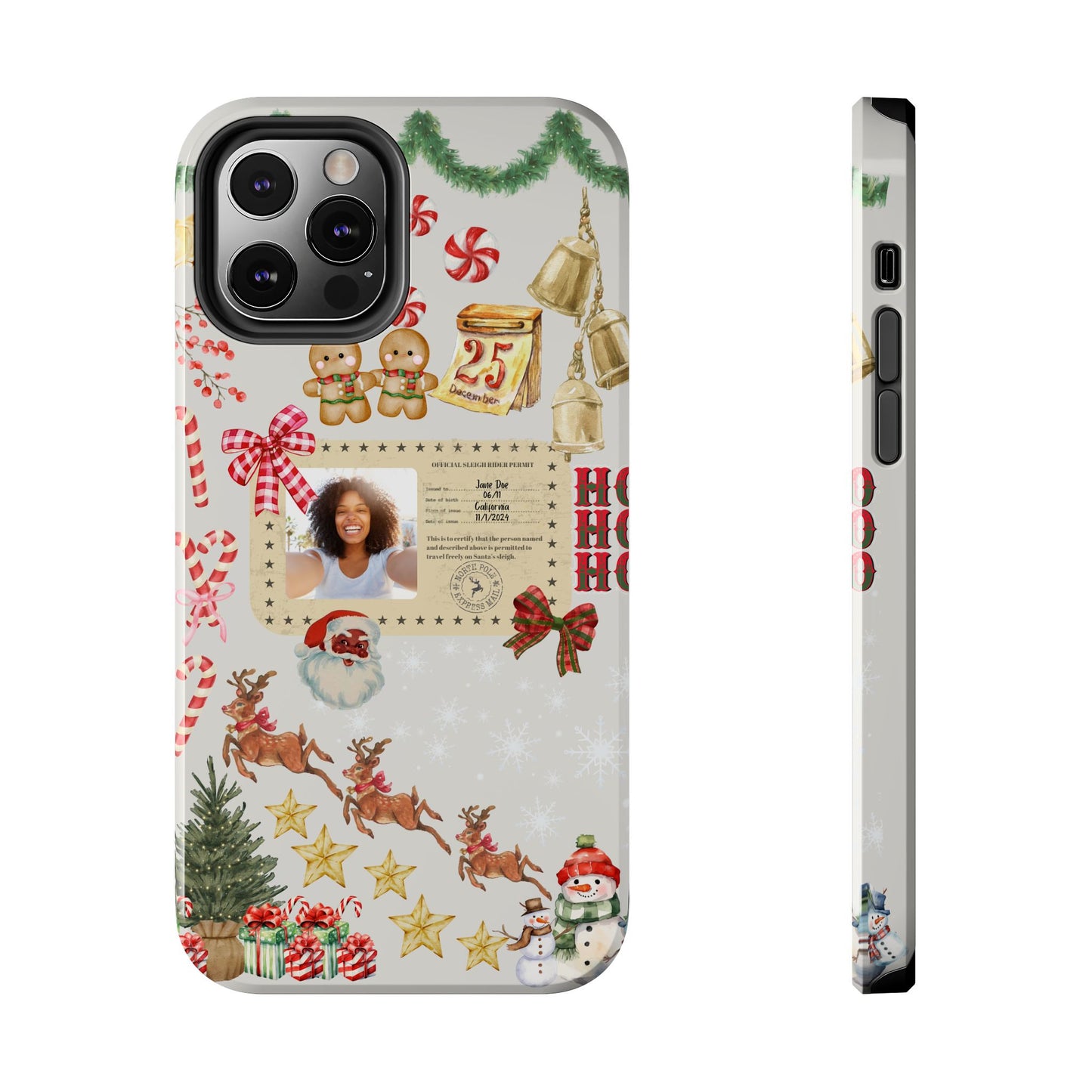 Personalized Black Santa Sleigh Rider Phone Case