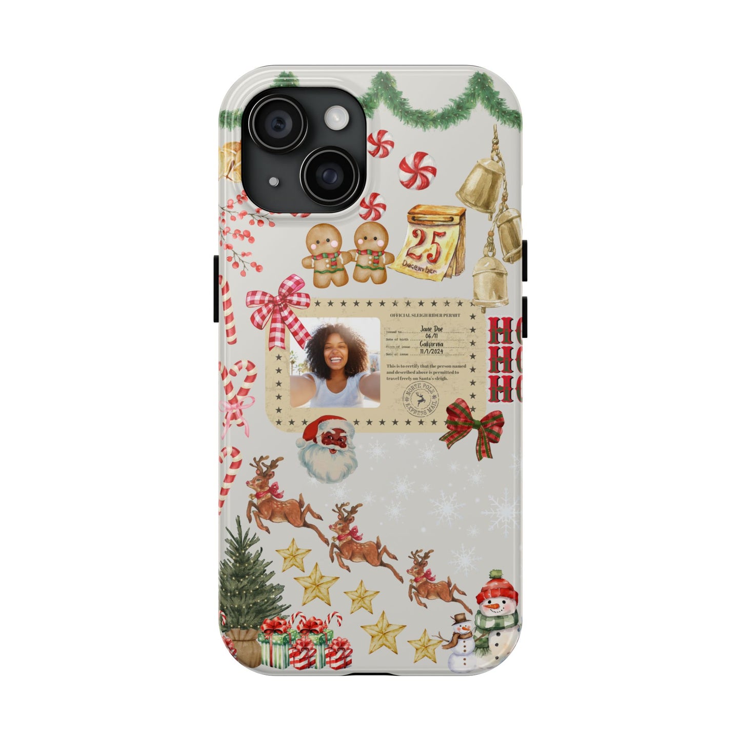 Personalized Black Santa Sleigh Rider Phone Case