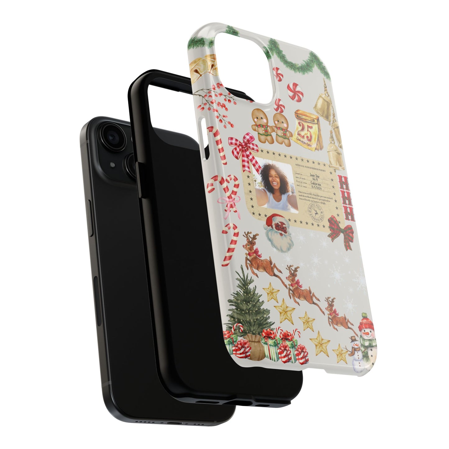 Personalized Black Santa Sleigh Rider Phone Case