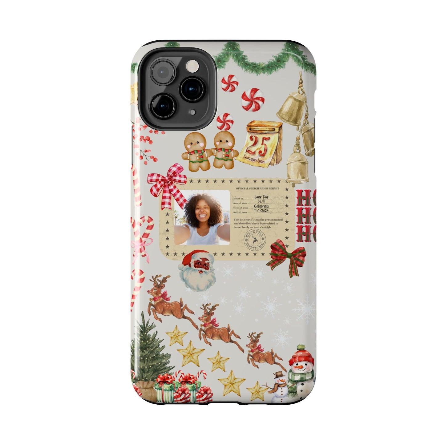 Personalized Black Santa Sleigh Rider Phone Case