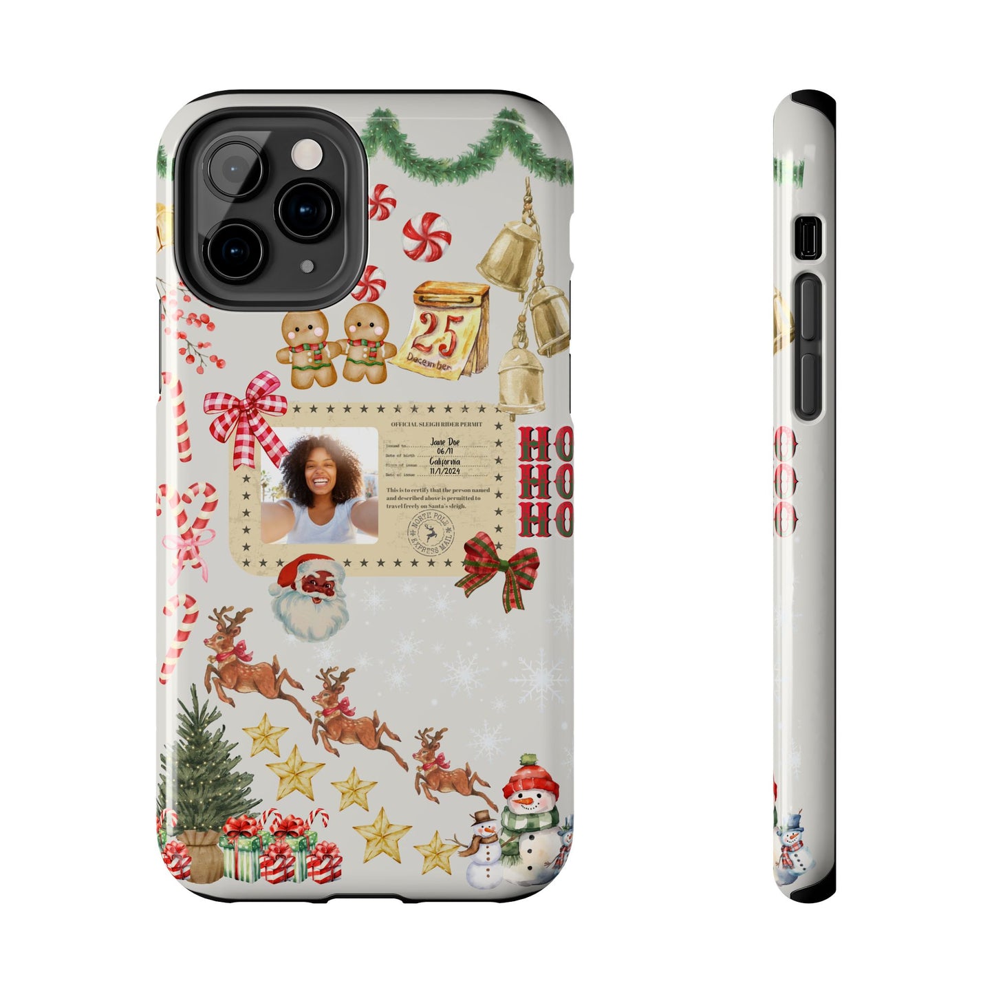 Personalized Black Santa Sleigh Rider Phone Case