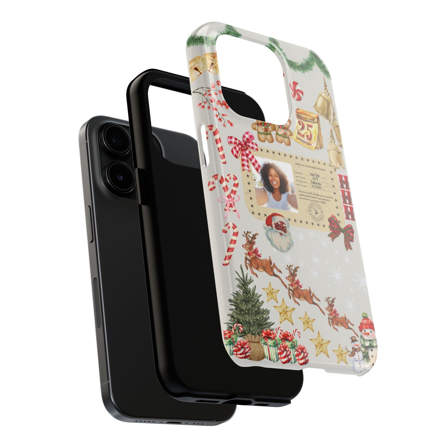 Personalized Black Santa Sleigh Rider Phone Case